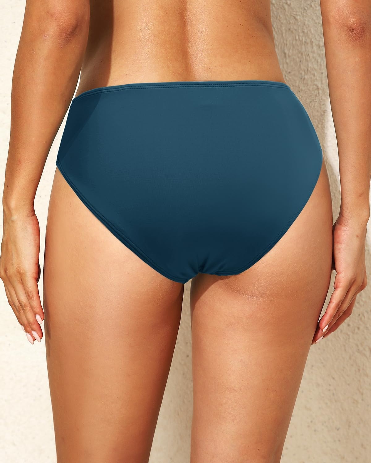 Talisea Women Full Coverage Bikini Bottoms – Mid Rise Bathing Suit Ruched Swim Bottom Swimsuit Swimwear(Teal)