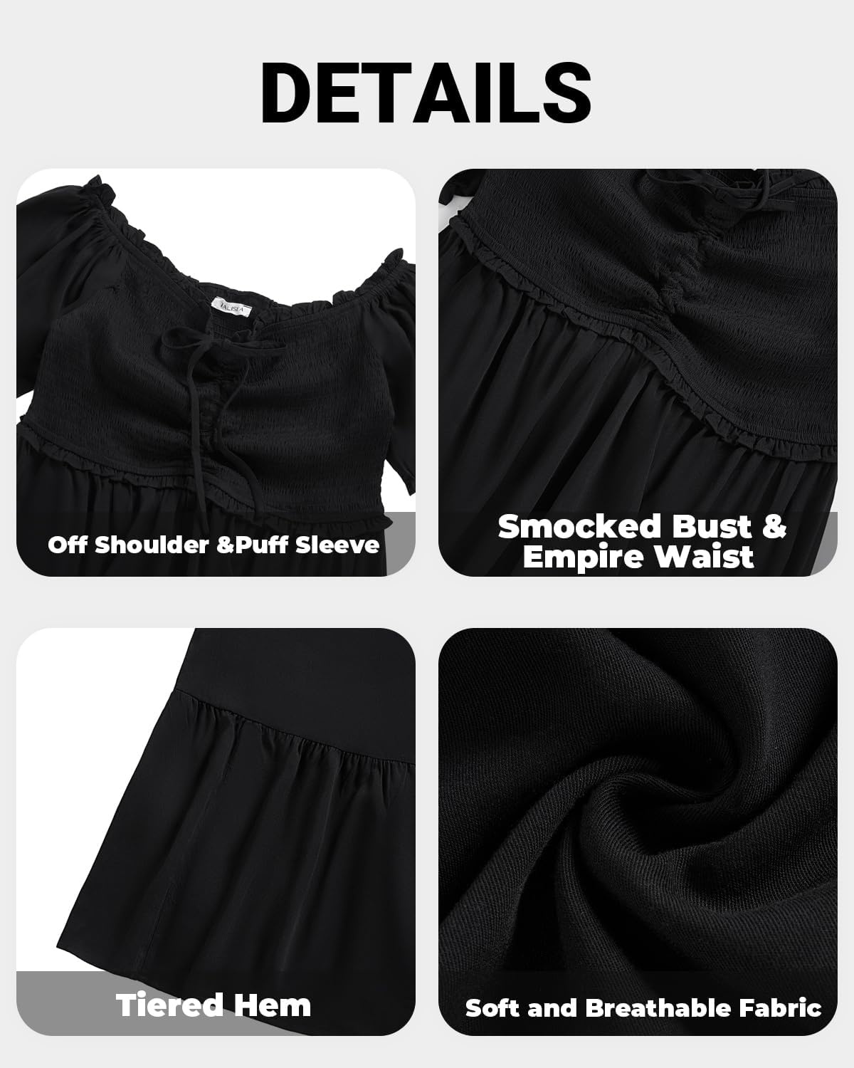 Plus Size Summer Dresses Off the Shoulder Boho Maxi A Line Long Dress Women(Black)