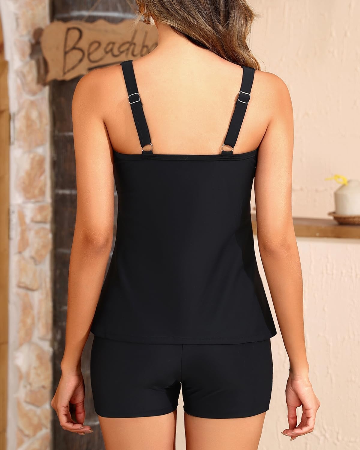 Talisea Tankini Swimsuits with Shorts – Women Two Piece Bathing Suit with Pockets Swimwear 2025(Black 1)