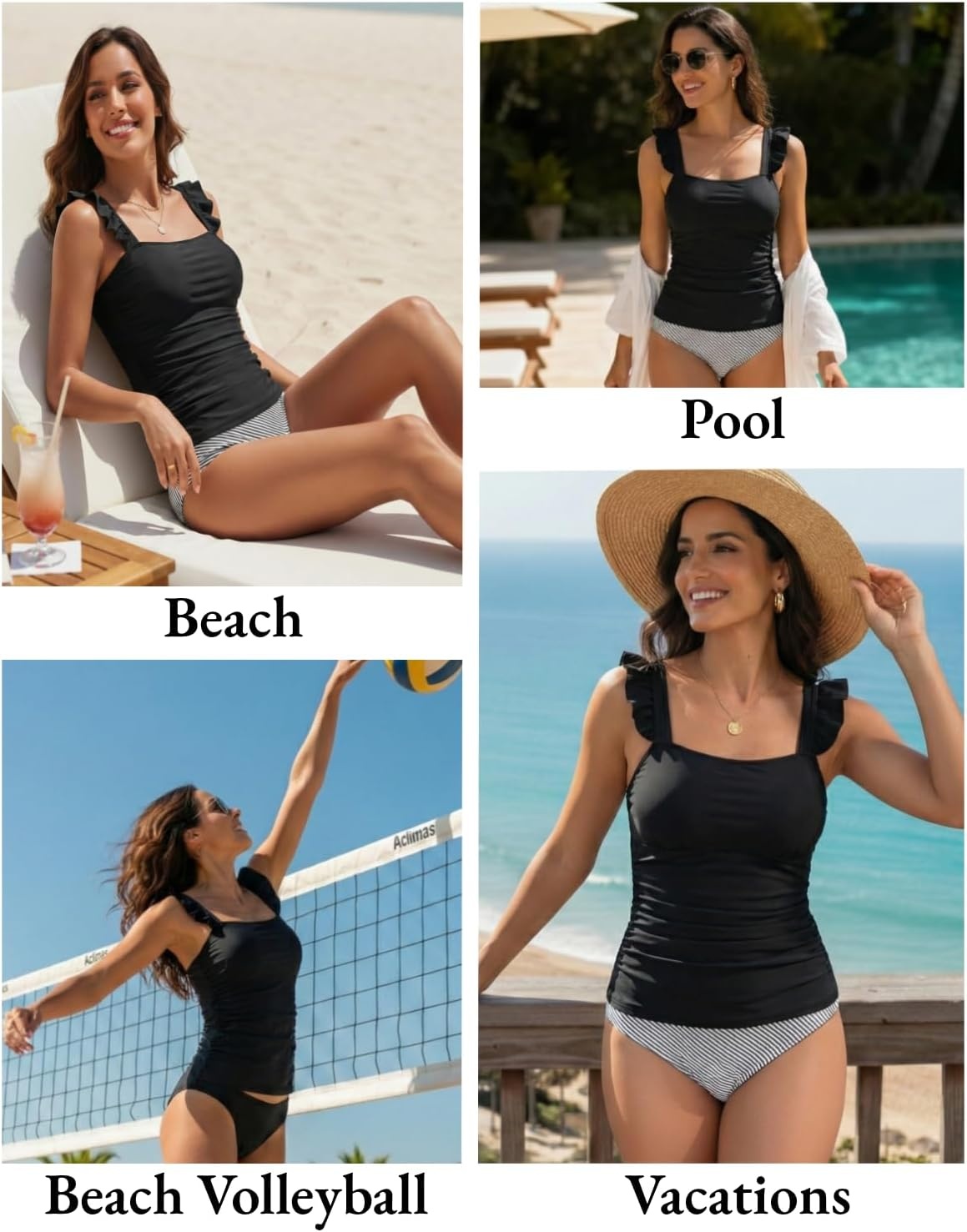 Tankini Tops for Women Swimwear – Tummy Control Bathing Suit Swim Ruffle Swimsuits Top No Bottom 2025(White)