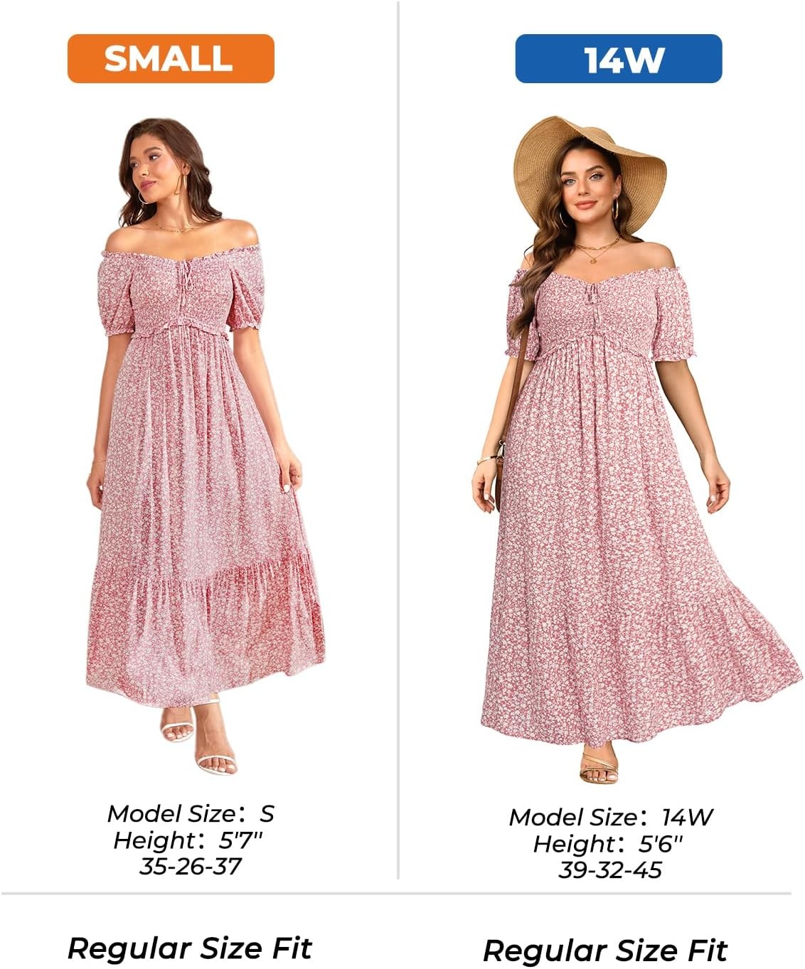 Plus Size Summer Dresses Off the Shoulder Boho Maxi A Line Long Dress Women | Plus Size Summer Maxi Dresses Women Casual Boho Off the Shoulder Long Dress Spring Flowy Beach Vacation Sundress(Pink Floral)