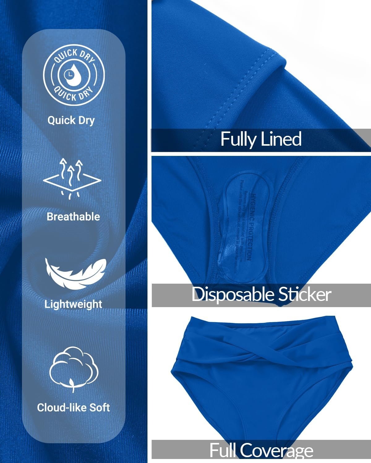 Talisea Women Full Coverage Bikini Bottom – V Cut Bathing Suit Bottoms Mid Waist Twist Front Swimsuit Bottom Swimwear 2025(Blue)