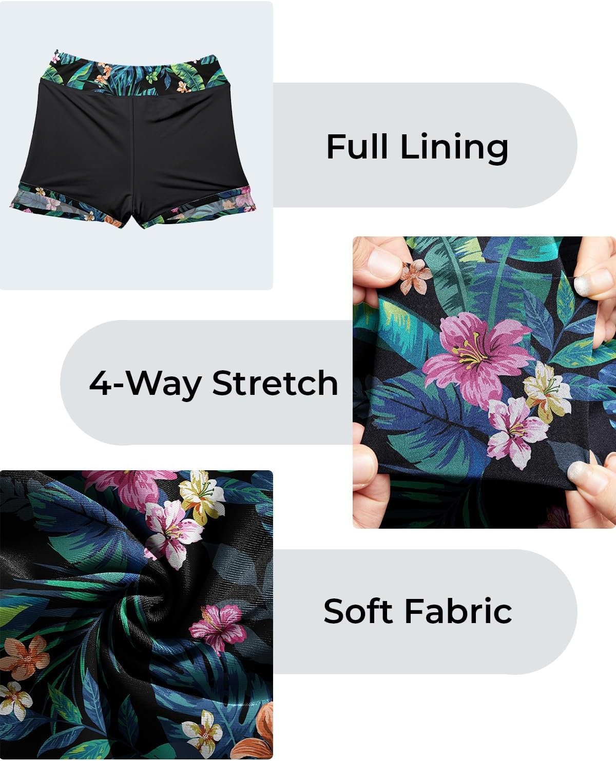 Womens Mid Rise Swim Skirt – Bathing Suit Skirt with Built-in Shorts Split Skort Swimsuit Bottoms Swimwear 2025(Tropical Leaves)