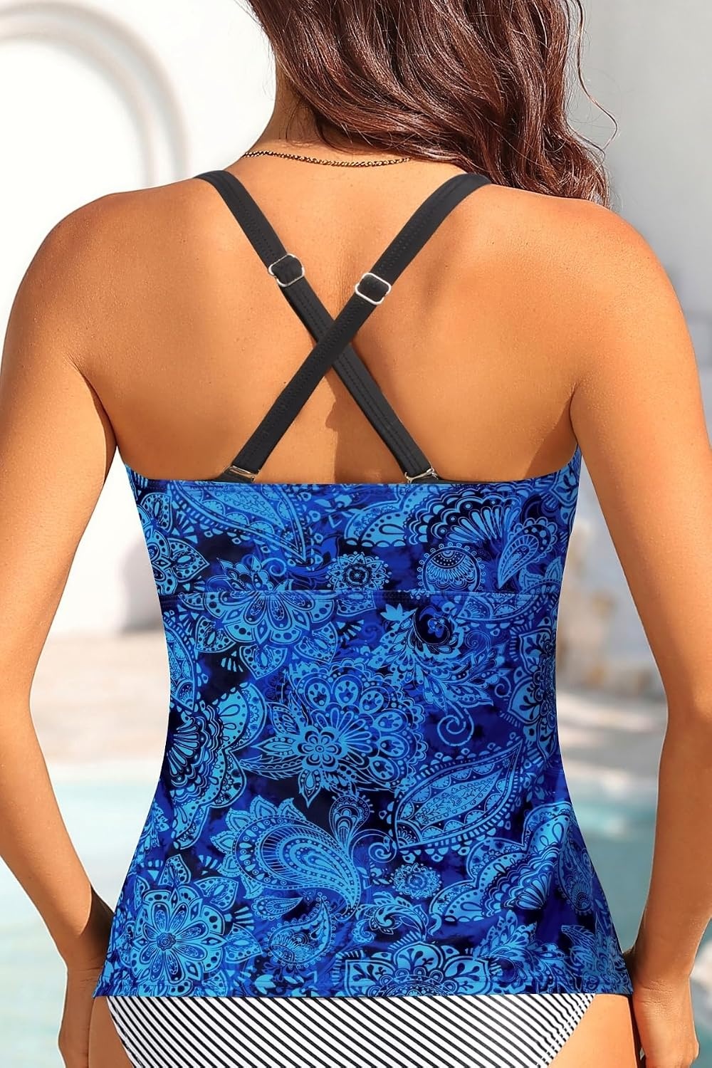 Talisea Women’s Underwire Tummy Control Swimsuit Top with Push Up – No Bottom Included(Blue Paisley)
