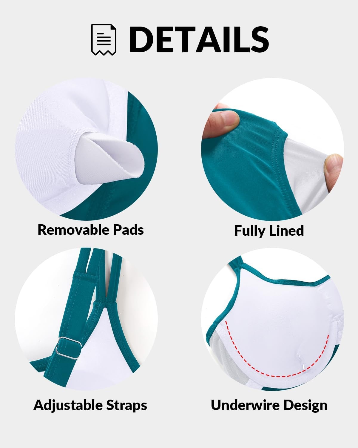 Women Underwire Tankini Top Only – Supportive Flowy Swimsuit Top | Underwire for reliable support Removable pads for customizable coverage Lightly flowy for easy coverage(Teal)