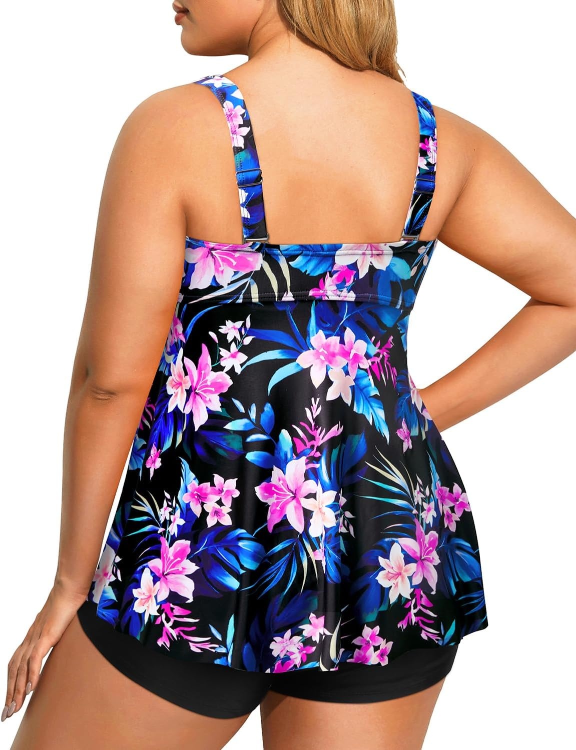 Talisea Plus Size Bandeau Swimsuit Strapless Tankini Two Piece Bathing Suits with Shorts