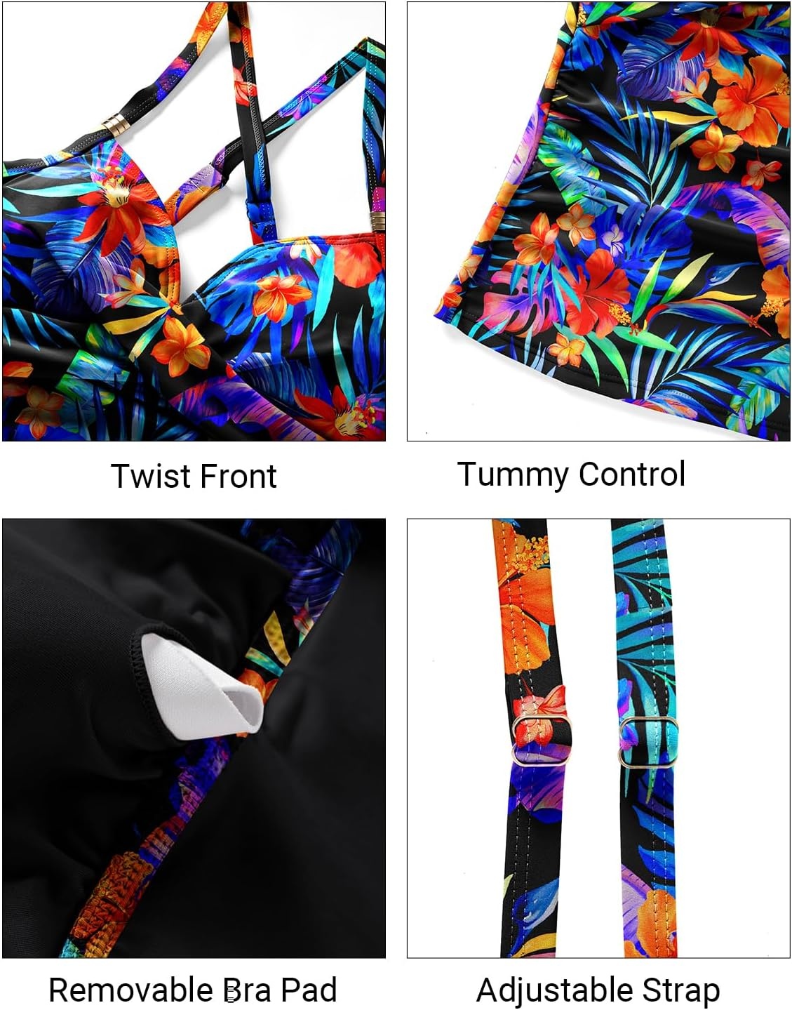 Women’s Tankini Swimsuits – Two Piece Swimsuit Tummy Control Bathing Suit 2025 Twist V Neck Swimwear(Colorful Floral)