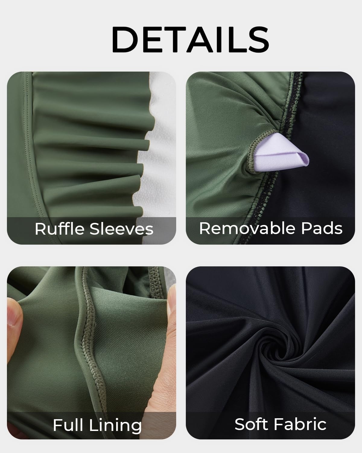 Plus Size Tankini Set Swimsuit – Women Two Piece Bathing Suit with Shorts Ruffle Sleeve Swimwear 2025(Olive Green)