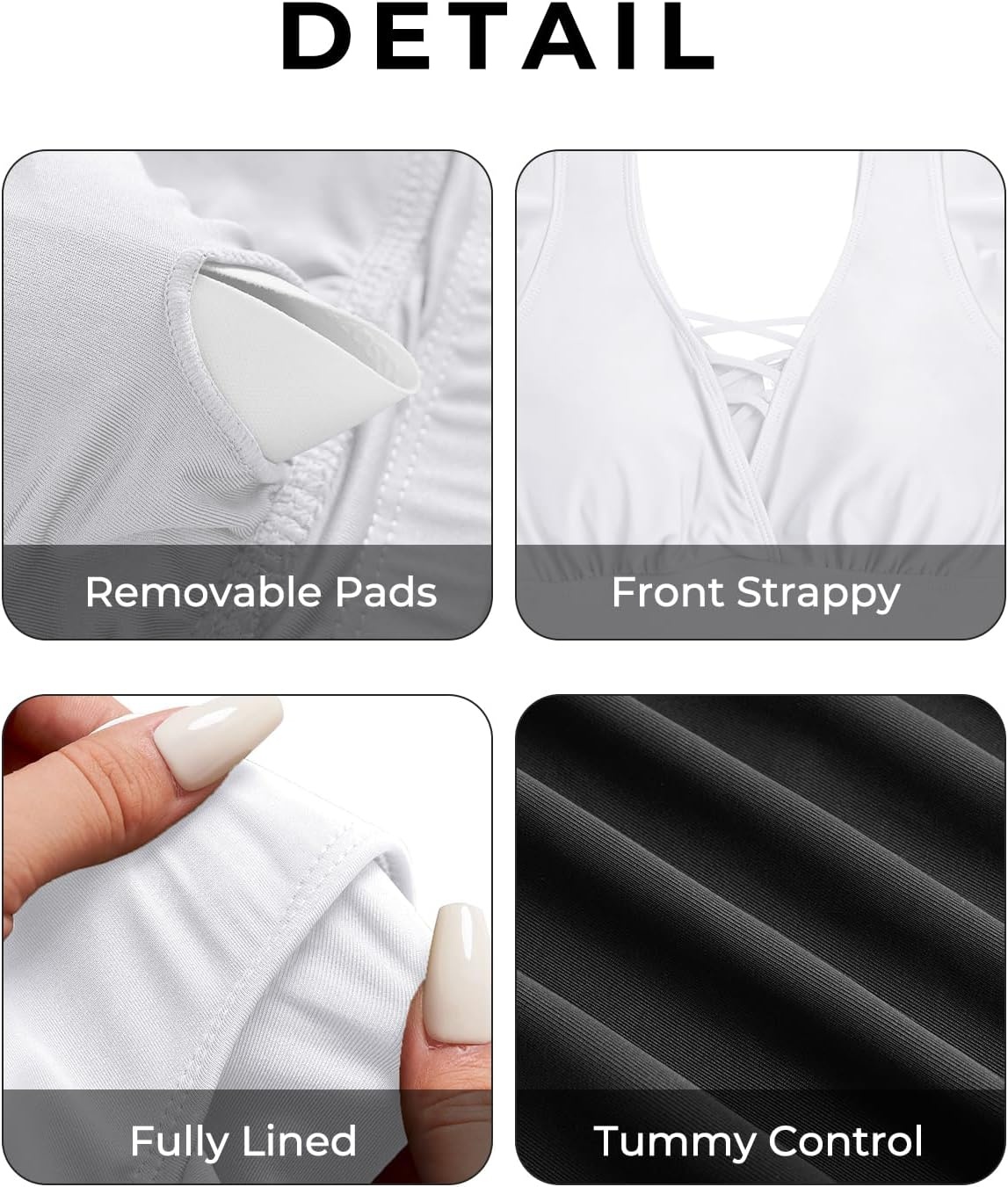 Plus Size Bikini Two Piece Swimsuit – Women High Waisted Tummy Control Bathing Suit with Sleeve Swimwear 2025(White and Black)