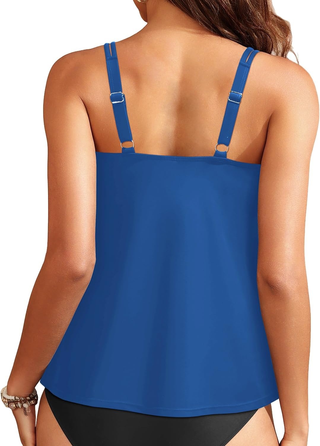Women Underwire Tankini Top Only – Supportive Flowy Swimsuit Top | Underwire for reliable support Removable pads for customizable coverage Lightly flowy for easy coverage(Blue)