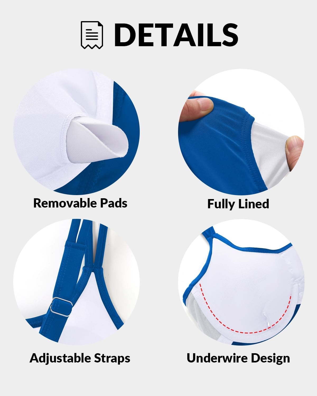 Women Underwire Tankini Top Only – Supportive Flowy Swimsuit Top | Underwire for reliable support Removable pads for customizable coverage Lightly flowy for easy coverage(Blue)