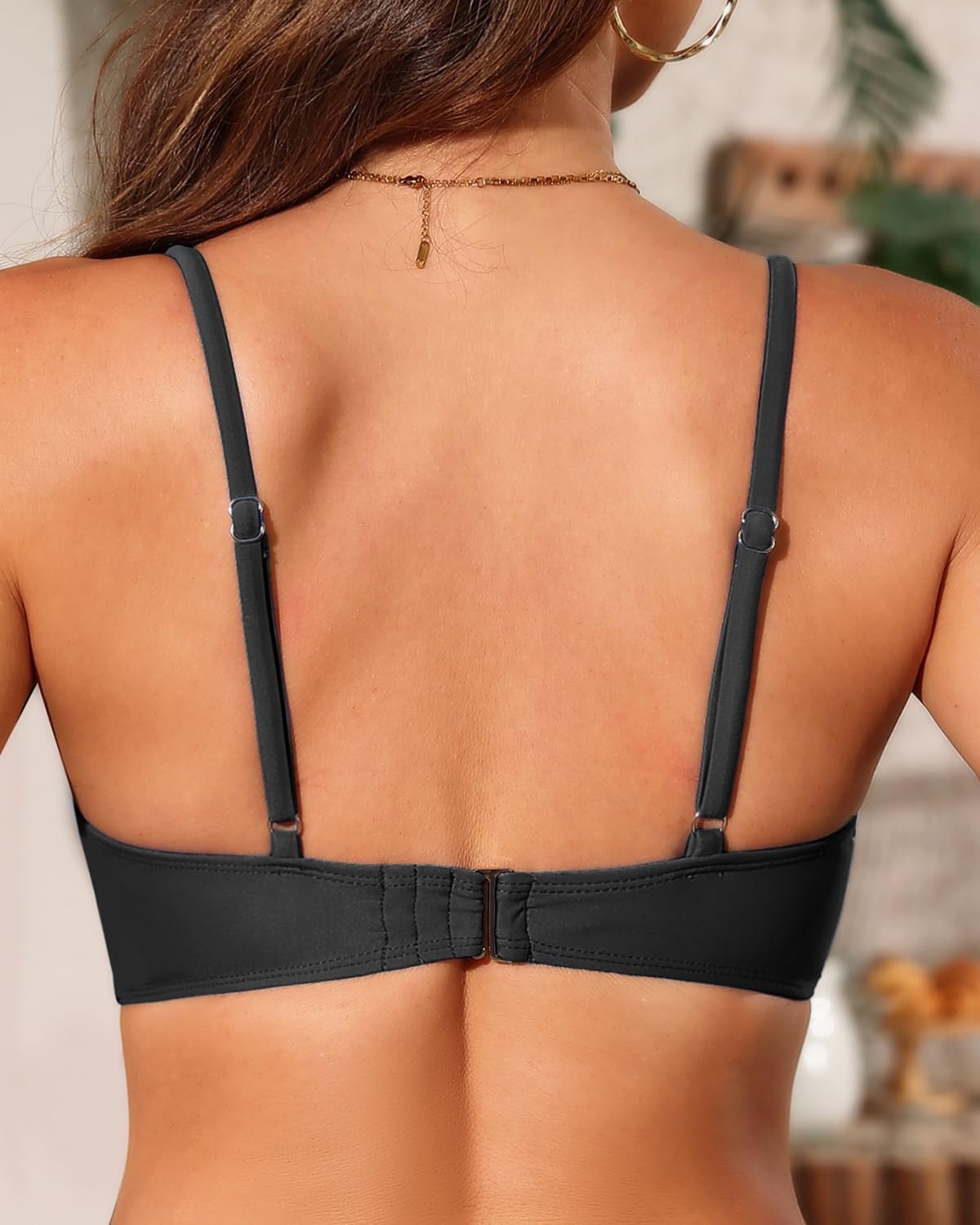 Women Underwire Bikini Top – Push Up Twist Front Swimsuit Top Only 2025 Padded Bra Bathing Suit(Black)