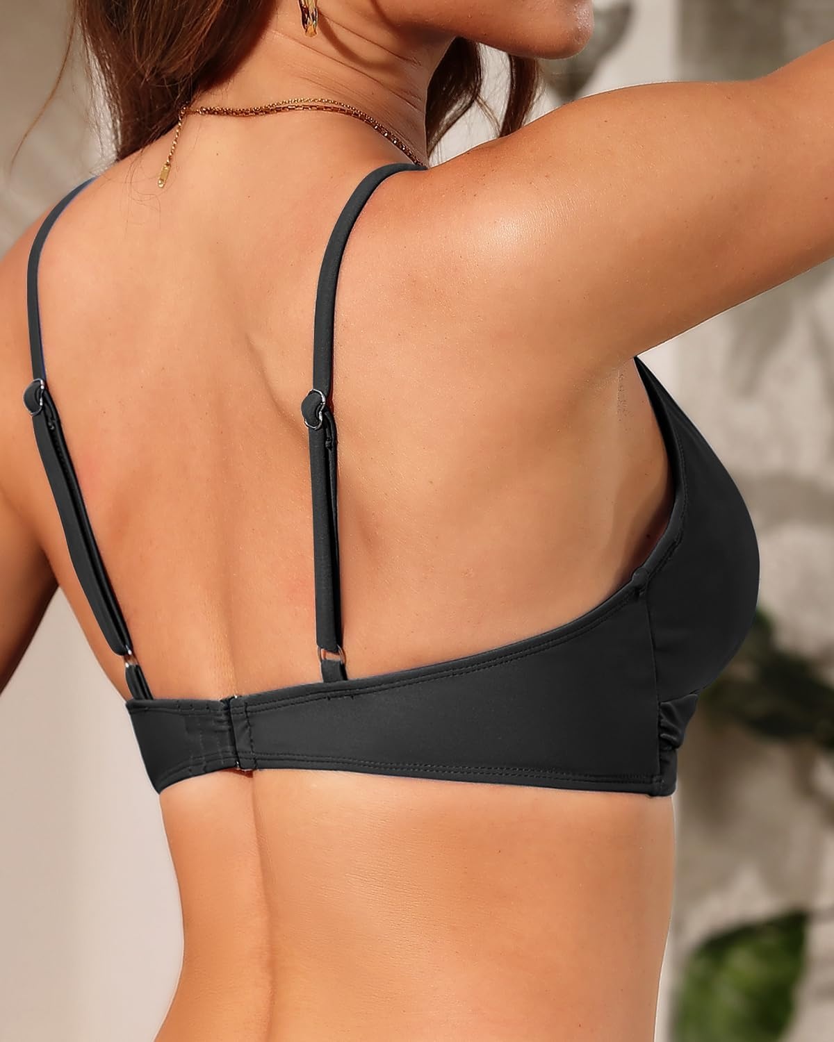 Women Underwire Bikini Top – Push Up Twist Front Swimsuit Top Only 2025 Padded Bra Bathing Suit(Black)
