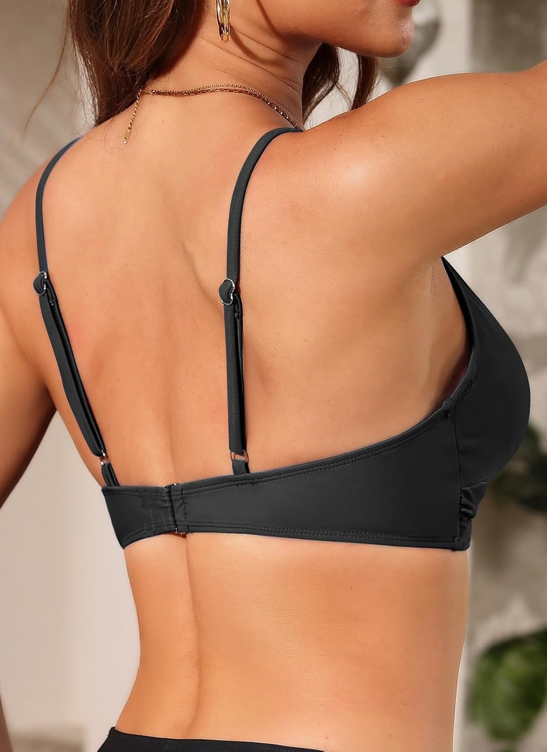 Women Underwire Bikini Top – Push Up Twist Front Swimsuit Top Only 2025 Padded Bra Bathing Suit(Black)