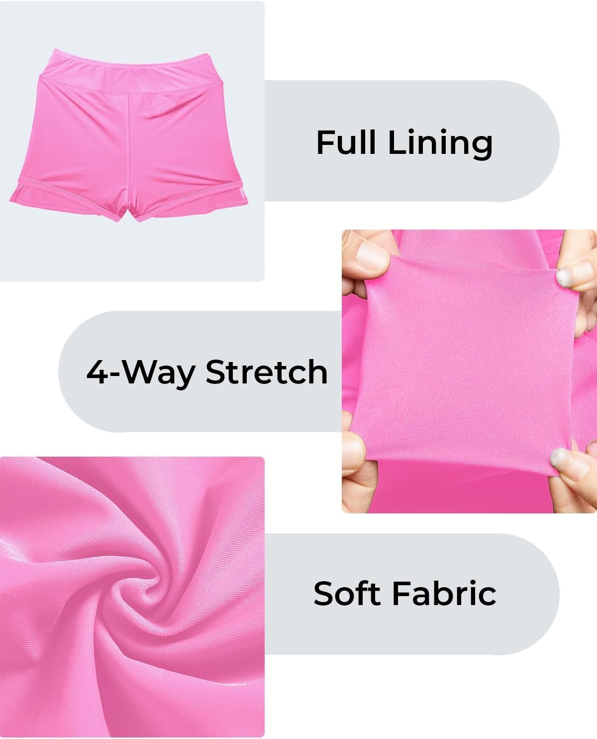 Womens Mid Rise Swim Skirt – Bathing Suit Skirt with Built-in Shorts Split Skort Swimsuit Bottoms Swimwear 2025(Pink)
