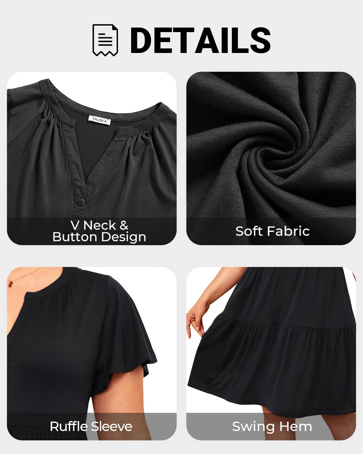 Plus Size Summer Dress Casual Boho Button Up Tiered Midi Sundress Women | Plus Size Summer Casual Dress Curvy Women Flowy Boho Beach Vacation Sundress Eyelet Short Sleeve V Neck Tiered Midi Dresses(Black)
