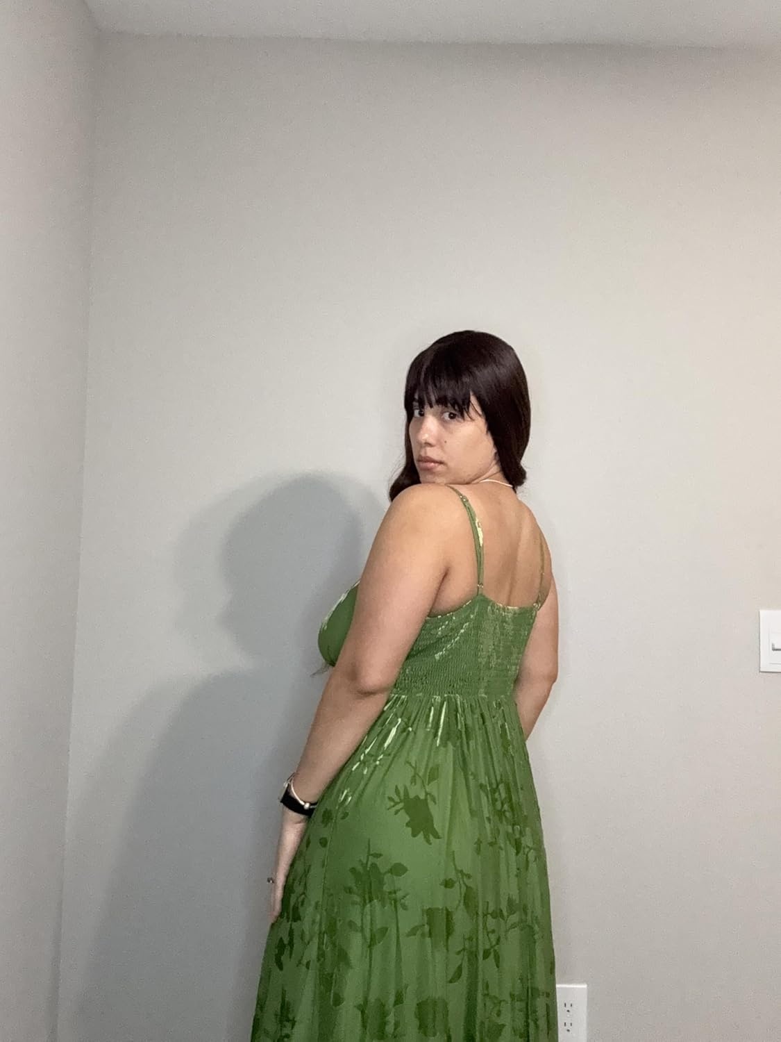 Plus Size Cocktail Dresses – Velvet Party Summer Formal Wedding Guest Sleeveless Spaghetti Strap Floral Midi Dress(Green Floral)