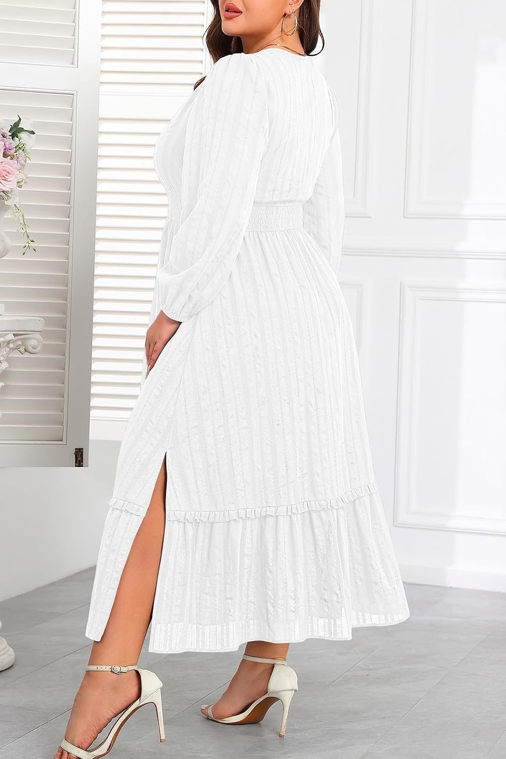 Talisea Plus Size Summer Dresses – Casual Boho Cotton Long Maxi Dress Women | Flow Plus Size Summer Maxi Dress Casual Long Dresses Curvy Women Boho Short Sleeve Dress Slit Fall Long Sleeve A-Line Dress(White)