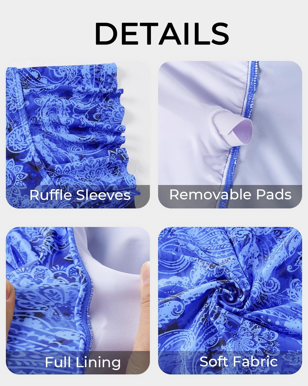 Plus Size Tankini Set Swimsuit – Women Two Piece Bathing Suit with Shorts Ruffle Sleeve Swimwear 2025(Blue Paisley)