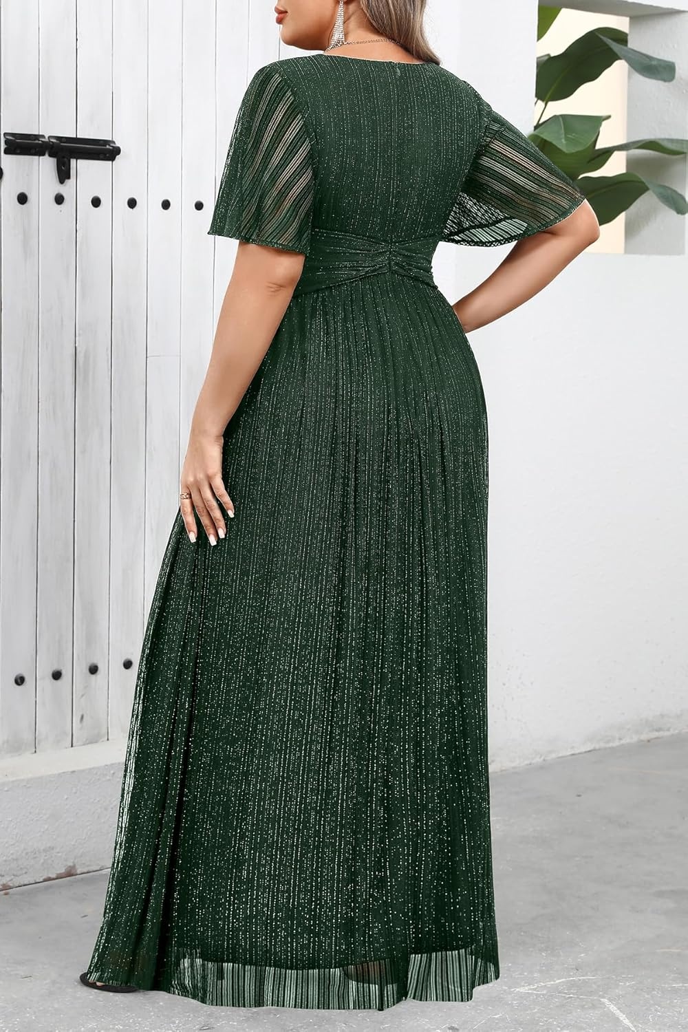 Plus Size Green Formal Dresses Ball Evening Gown Prom Mother of Bride Holiday Party Ball Wedding Guest Curvy Sequin Maxi