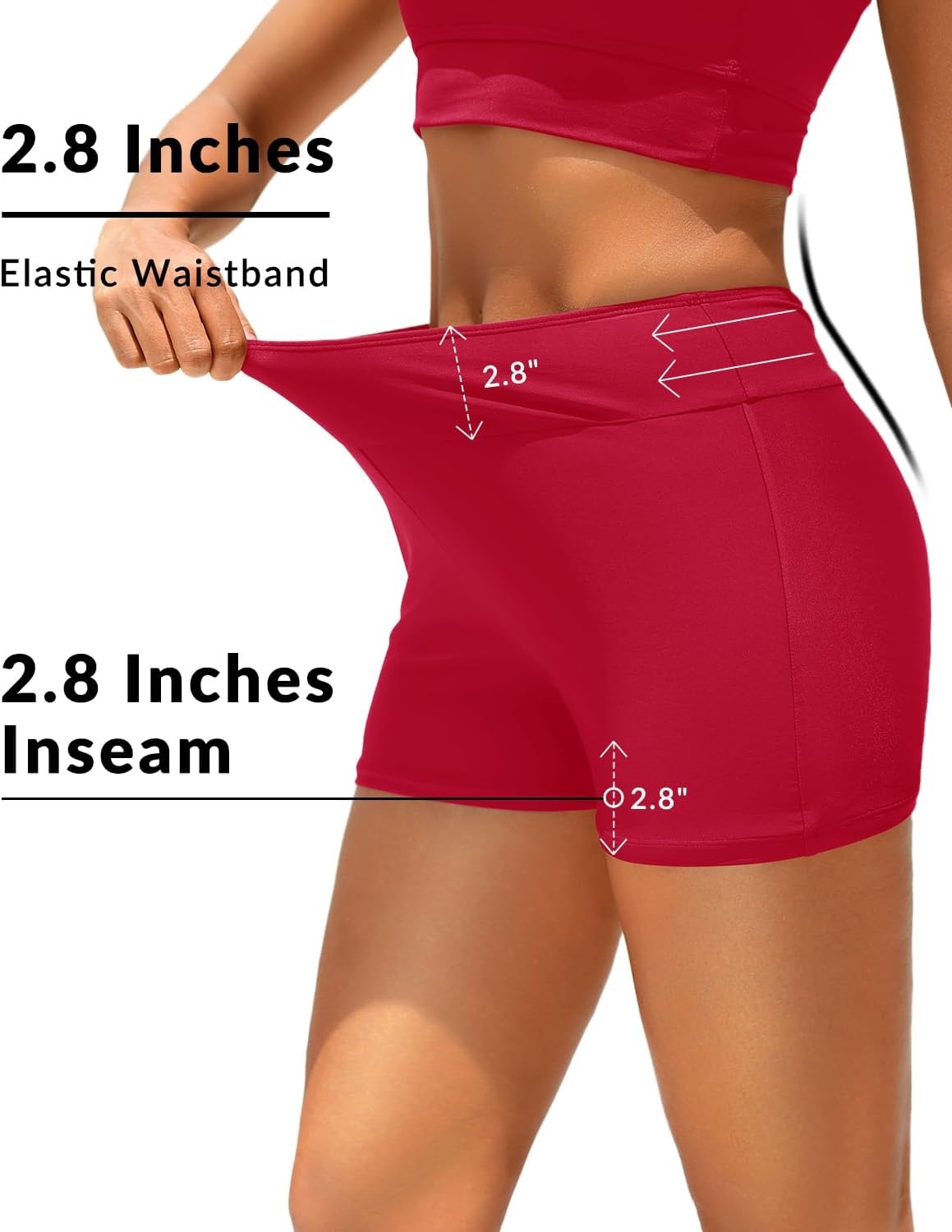 Talisea Womens High Waisted Swim Shorts – 3″ Bathing Suit Bottoms Boyshorts Swimsuits Board Shorts with Liner 2025(Red)