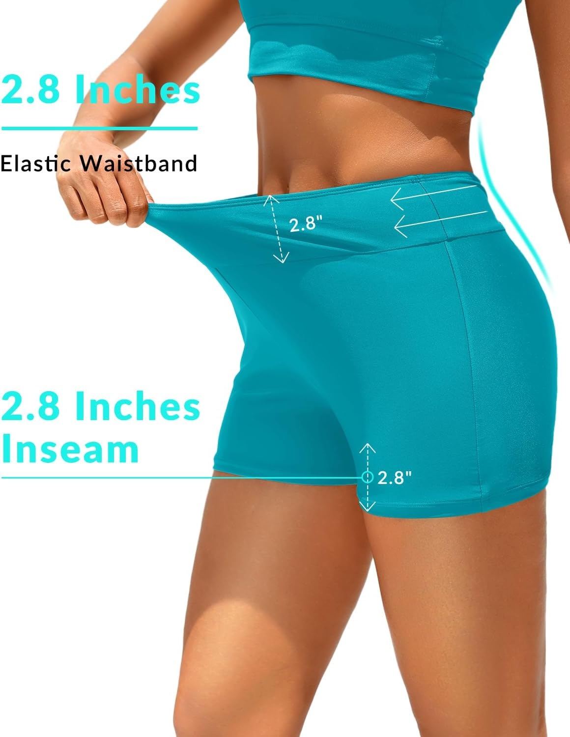 Talisea Womens High Waisted Swim Shorts – 3″ Bathing Suit Bottoms Boyshorts Swimsuits Board Shorts with Liner 2025(Turquoise)
