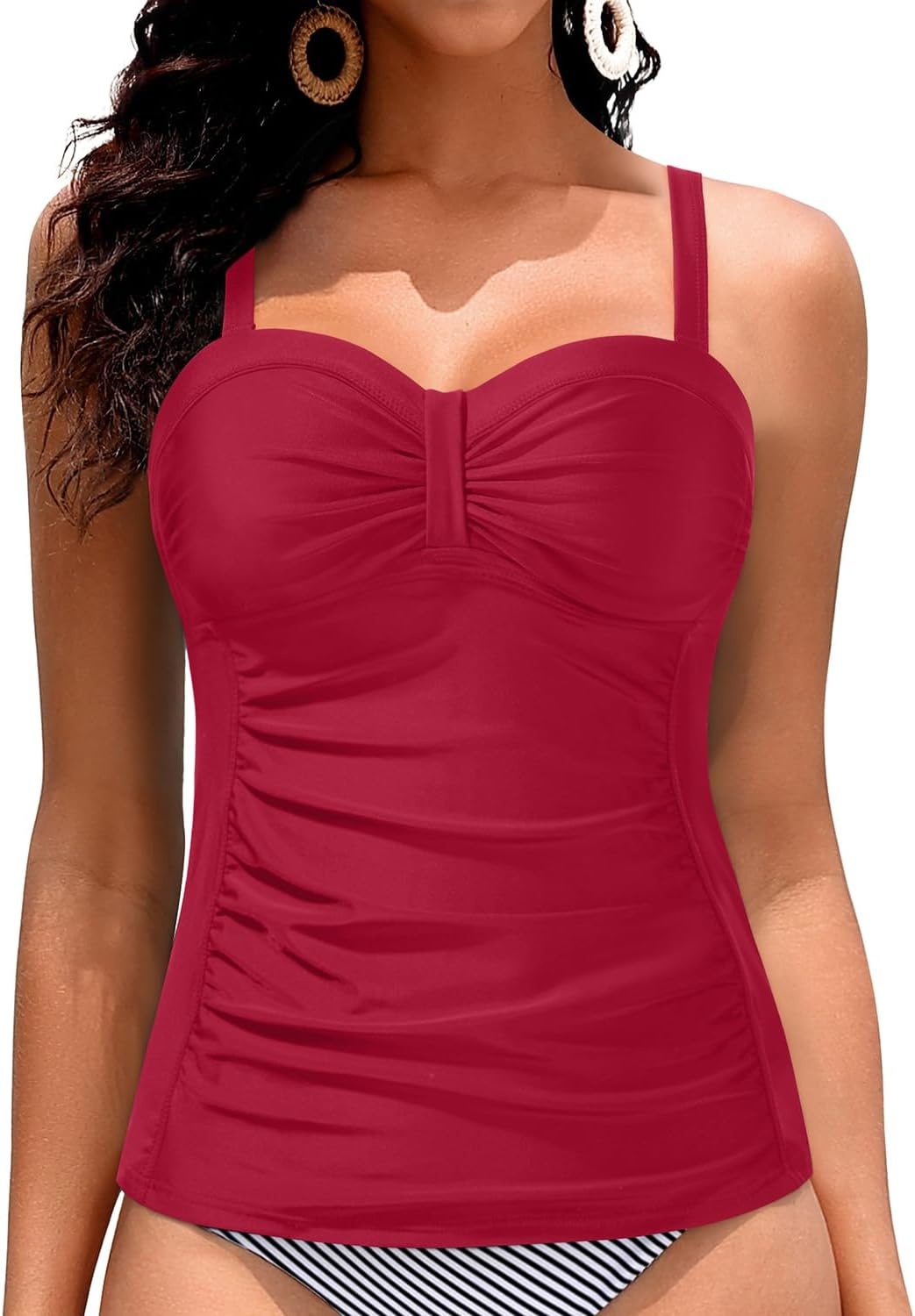 Talisea Women’s Underwire Tummy Control Swimsuit Top with Push Up – No Bottom Included(Red)