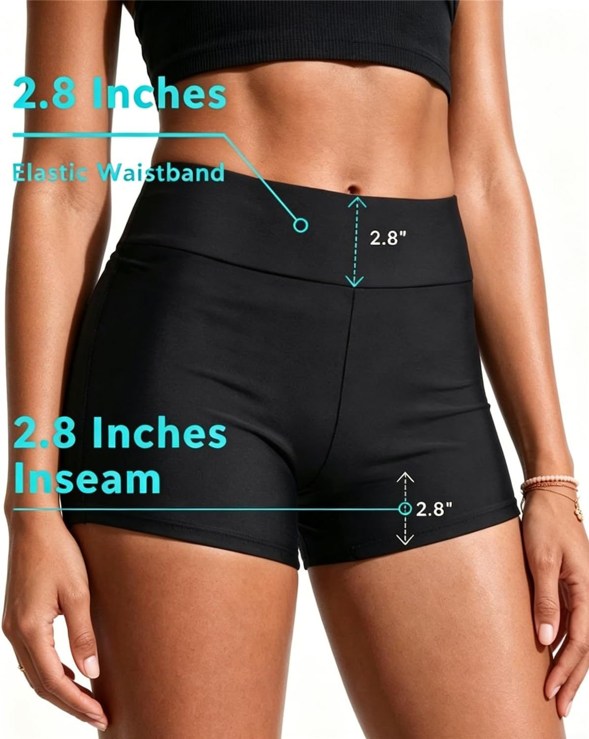Talisea Womens High Waisted Swim Shorts – 3″ Bathing Suit Bottoms Boyshorts Swimsuits Board Shorts with Liner 2025(Black)