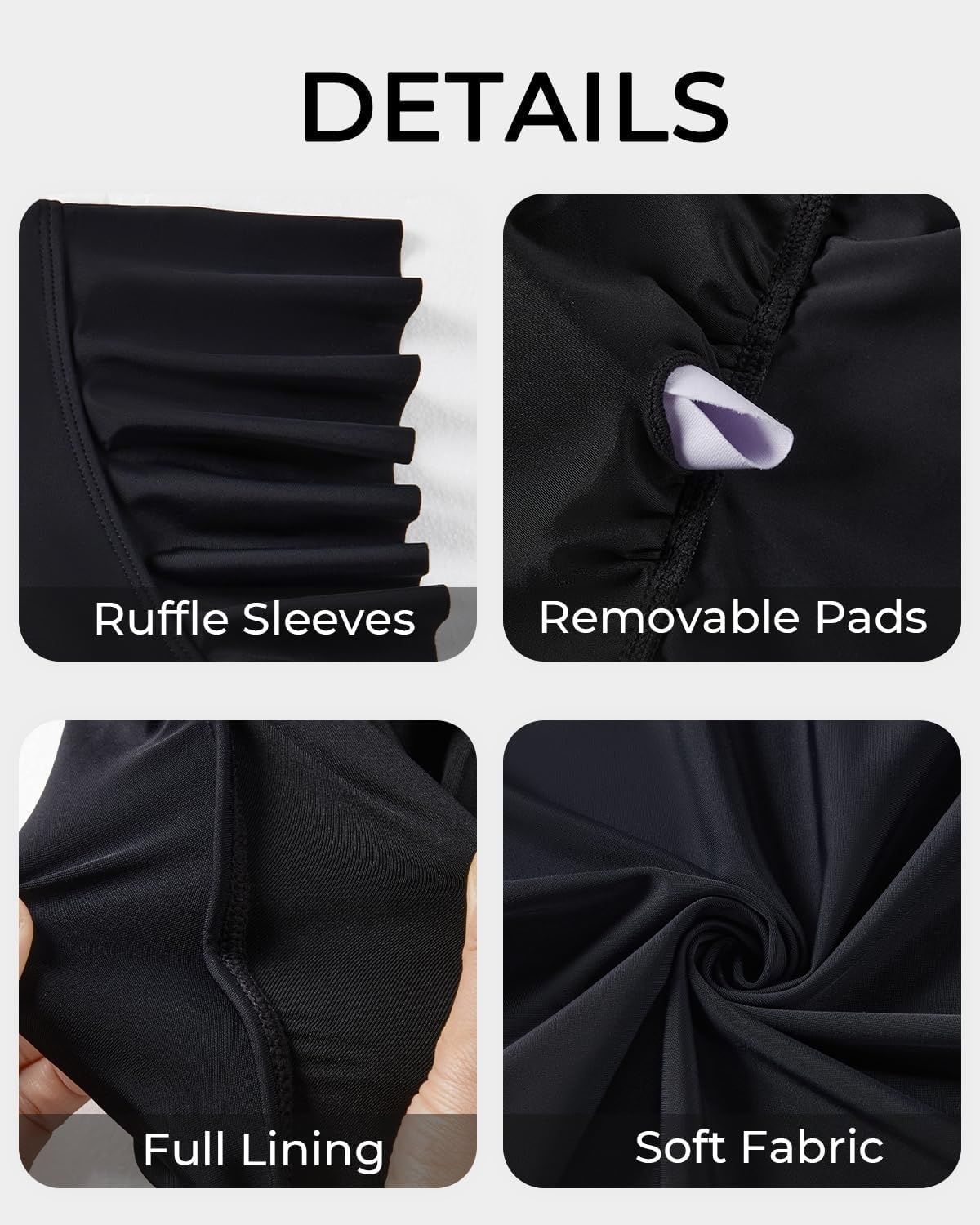 Plus Size Tankini Set Swimsuit – Women Two Piece Bathing Suit with Shorts Ruffle Sleeve Swimwear 2025(Black)