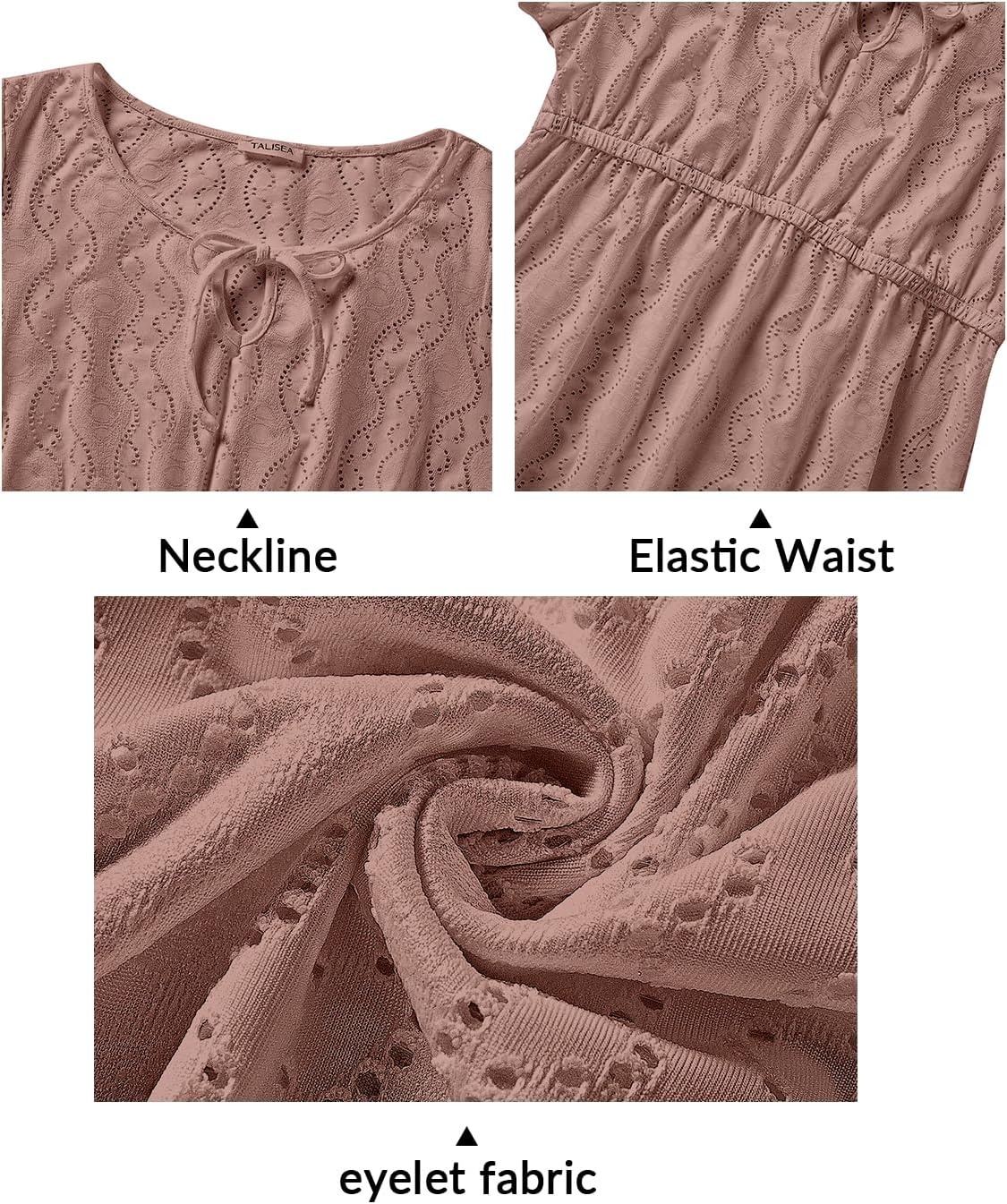 Talisea Plus Size Swimsuit Cover Up – Eyelet Casual Beach Crew Neck Short Sleeve Bathing Suit Coverup Dress for Women Summer(Gray Pink)