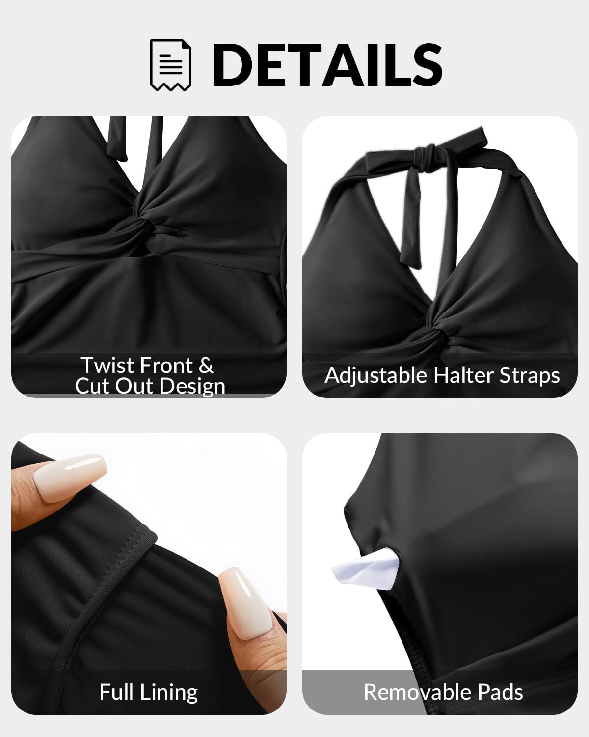 Tummy Control One Piece Swimsuits – Women Halter Bathing Suit 2025 Twist Front Cut Out Full Coverage Swimwear(Black)