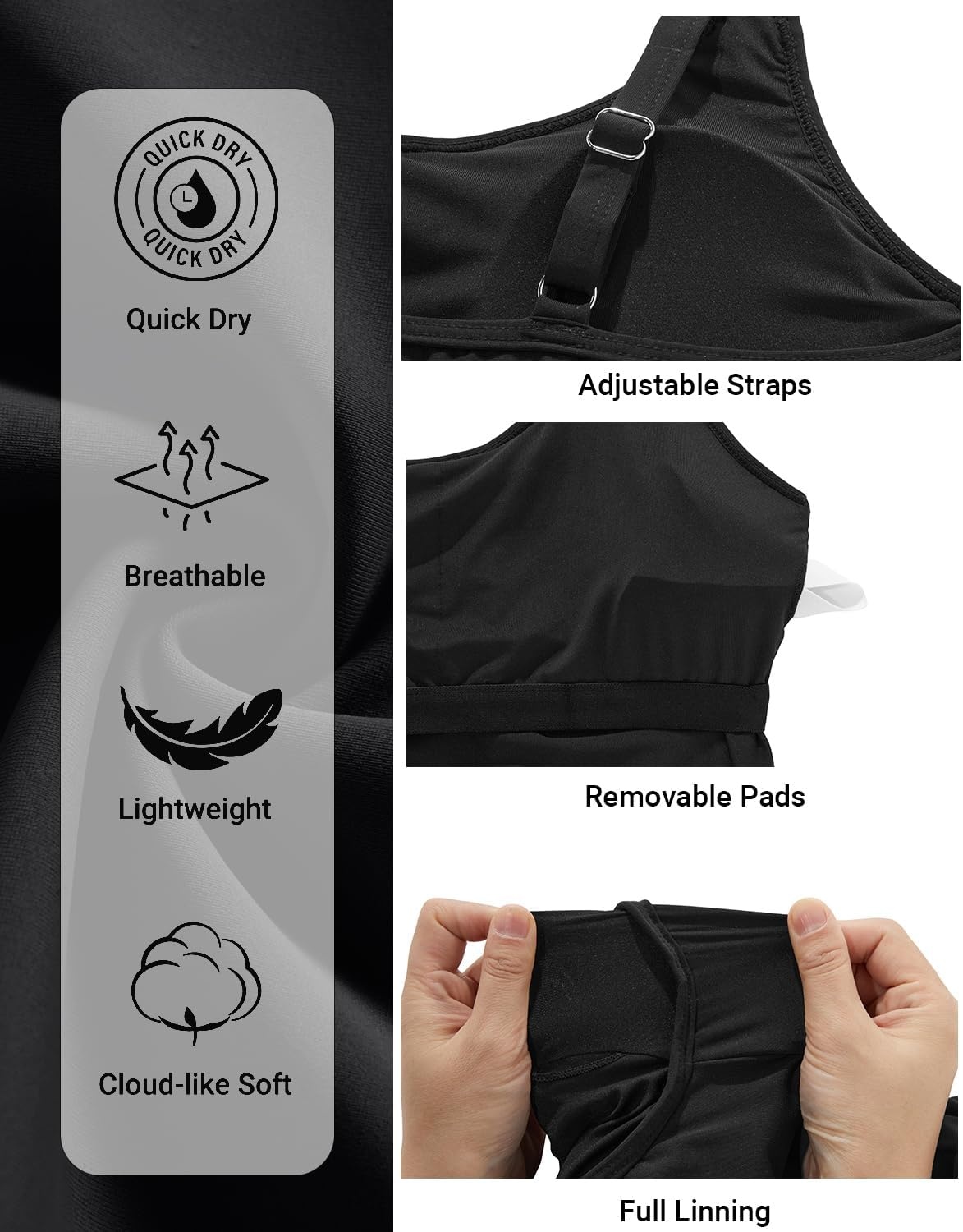 Women Blouson Tankini Top Only – Loose Fit Swim Top Bathing Suit No Bottom Modest Swimsuit Swim Tank Top 2025(Black)