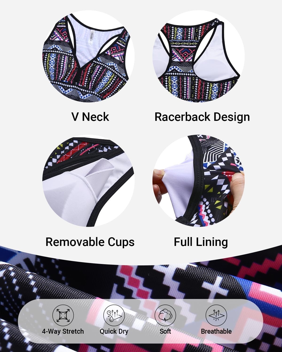 Women’s Racerback Swim Tops – Flowy Bathing Suit Top Modest Swimsuit No Bottom Racerback Tribal XL