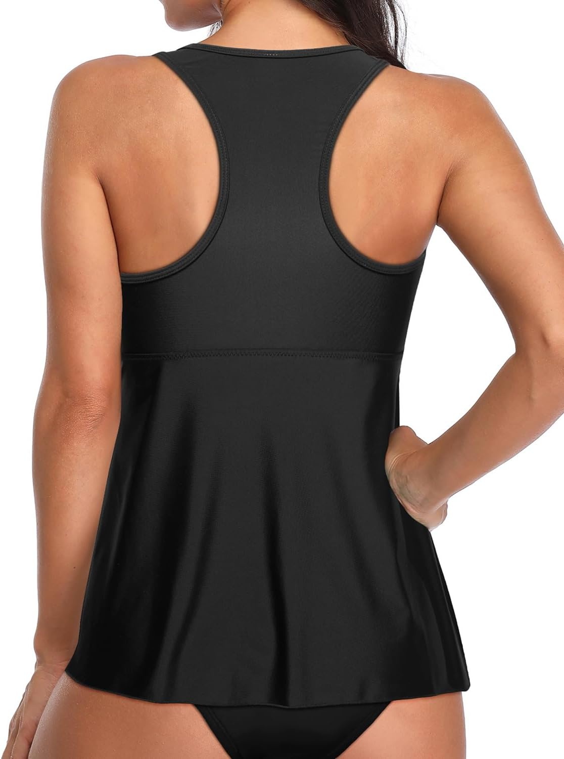 Women’s Racerback Swim Tops – Flowy Bathing Suit Top Modest Swimsuit No Bottom Racerback Black XL