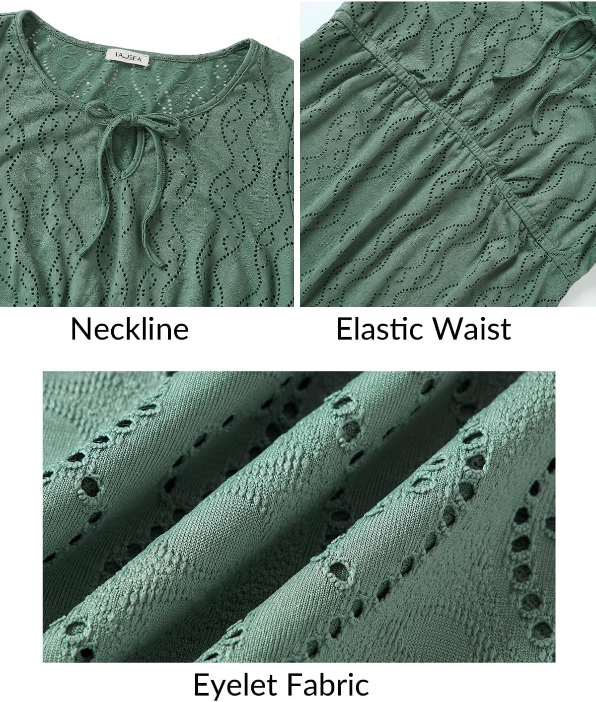 Talisea Plus Size Swimsuit Cover Up – Bathing Suit Coverup for Women | Casual summer beach swimsuit, eyelet crew neck style with short sleeves for bathing suit & swimwear coverup.(Gray Green)
