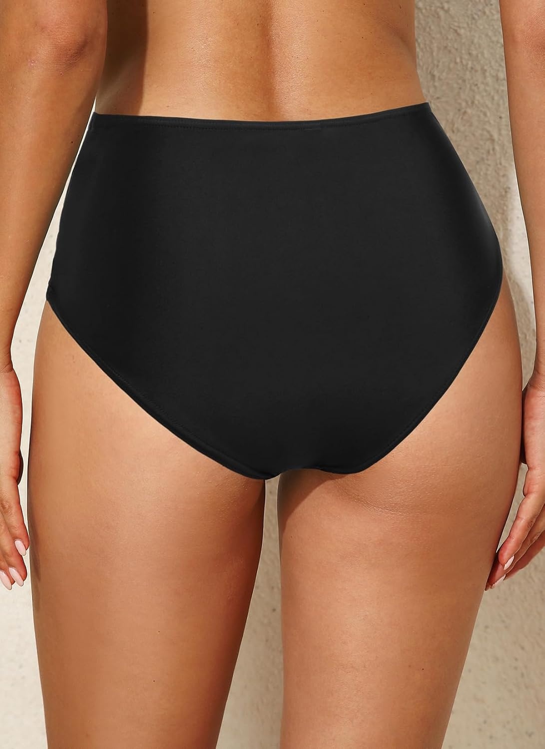 Talisea Women Full Coverage Bikini Bottom – V Cut Bathing Suit Bottoms Mid Waist Twist Front Swimsuit Bottom Swimwear 2025(Black)