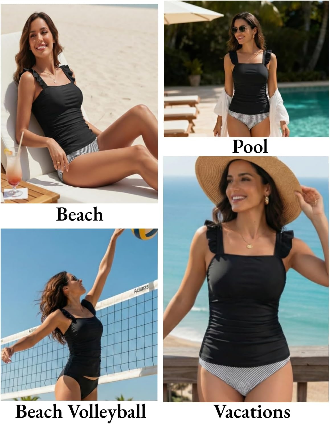 Tankini Tops for Women Swimwear – Tummy Control Bathing Suit Swim Ruffle Swimsuits Top No Bottom 2025 Hot Pink