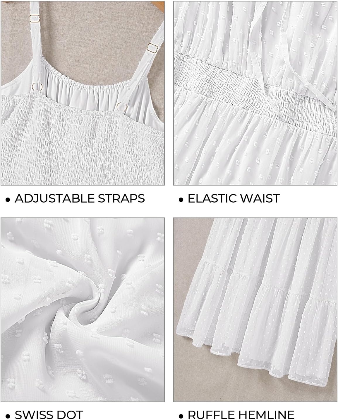 Plus Size Summer Dresses – Boho Maxi Sundress with Pockets Spaghetti Strap Long Casual Sun Dress for Vacation and Beach(White)