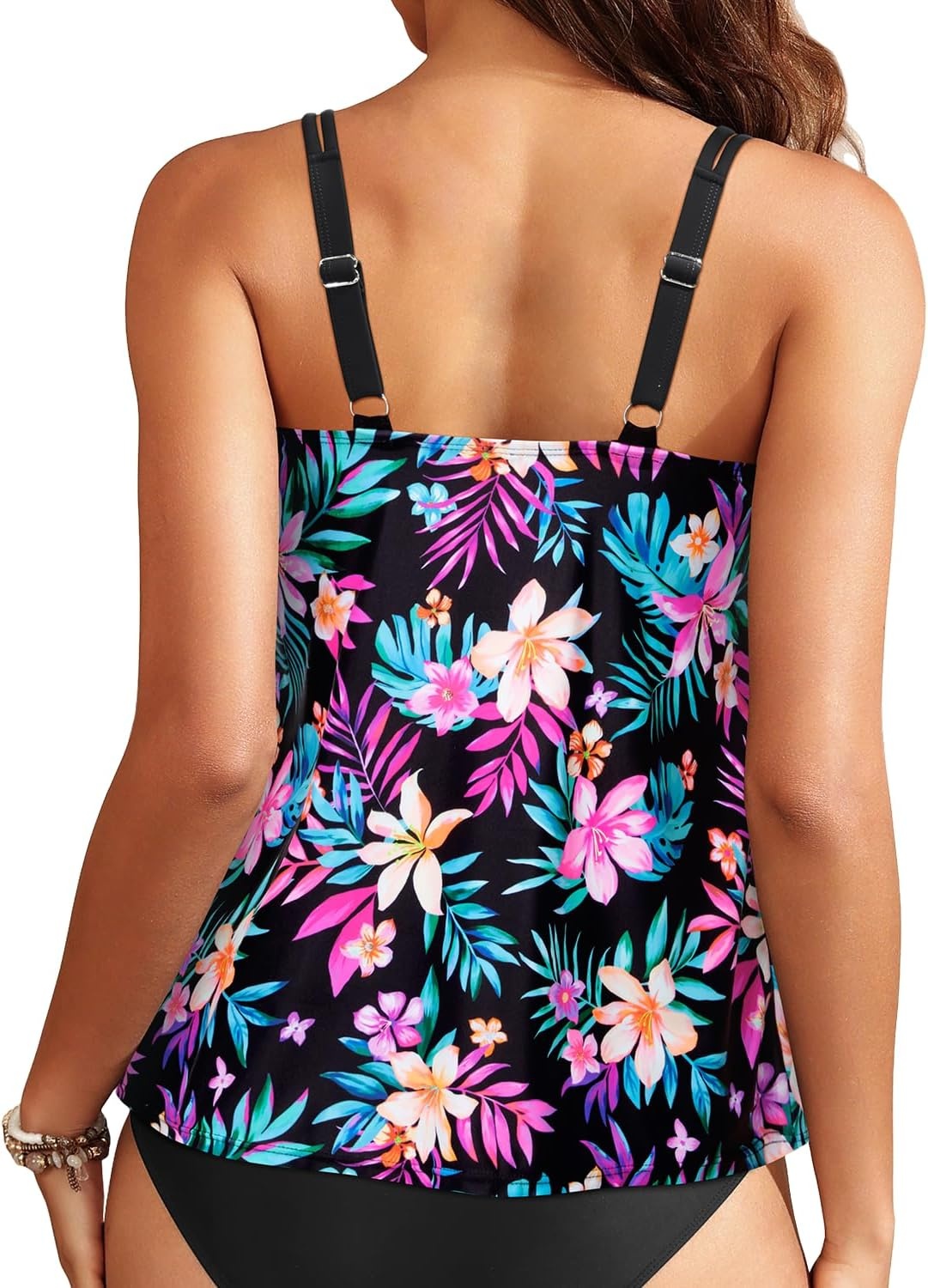 Women Underwire Tankini Top Only – Supportive Flowy Swimsuit Top | Underwire for reliable support Removable pads for customizable coverage Lightly flowy for easy coverage(Colorful Floral)