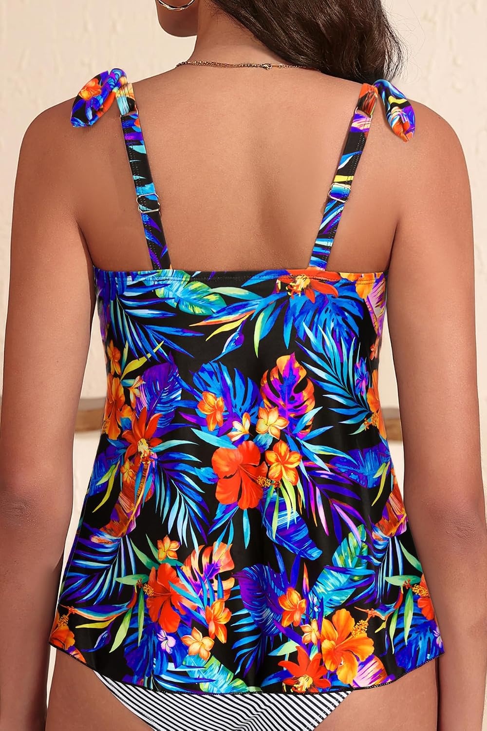 Women’s Flowy Tankini Top Only- Modest Swimsuit Top Tie Knot Bathing Suit No Bottom 2025(Colorful Floral)