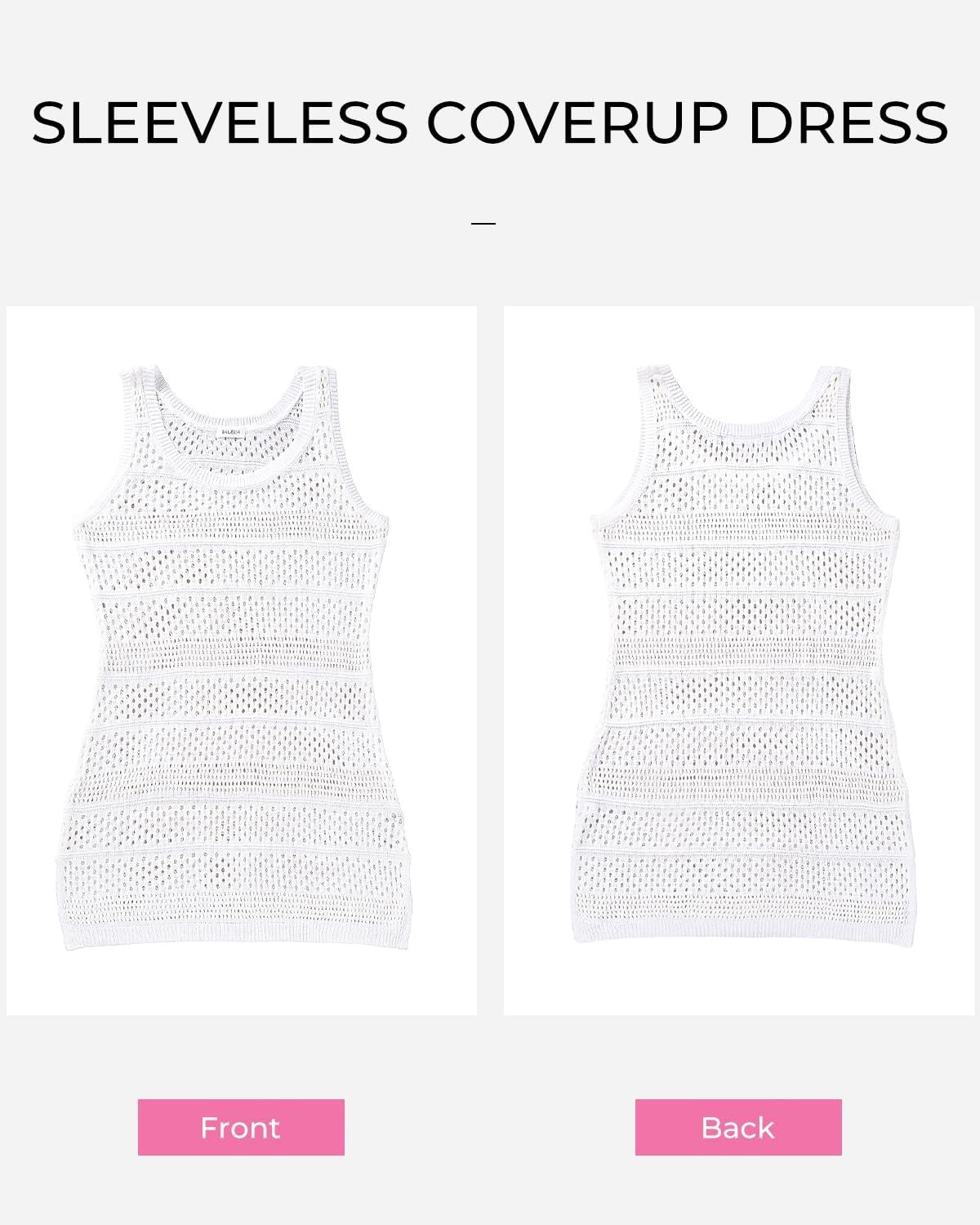 Talisea Plus Size Swimsuit Cover Up – Bathing Suit Coverups Women | Crochet knit summer dress, sleeveless with side slit, ideal bikini coverups & swimwear bathing suit coverup.(Pure White)