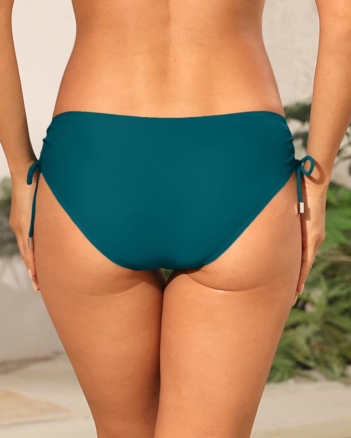 Talisea Womens Low Rise Bikini Bottoms – Side Tie Bathing Suit Swim Bottom Ruched Swimsuits Swimwear(Teal)