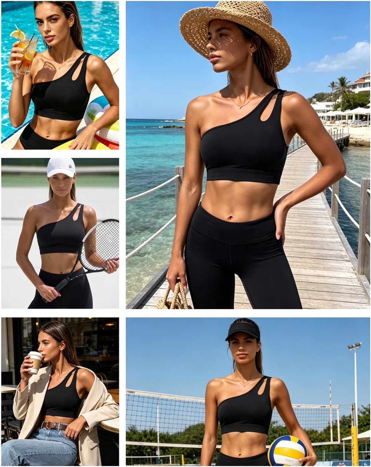Talisea Women One Shoulder Bikini Top – Keyhole Swim Tops Only Padded Swimsuit Bra 2025 Bathing Suit(Black)