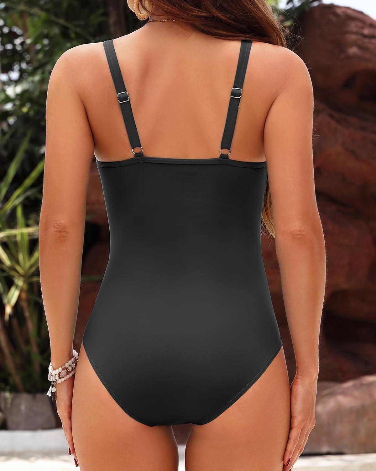 Talisea High Neck One Piece Swimsuit Tummy Control for Women Mesh Ruched Slimming Bathing Suit Full Coverage Swimwear