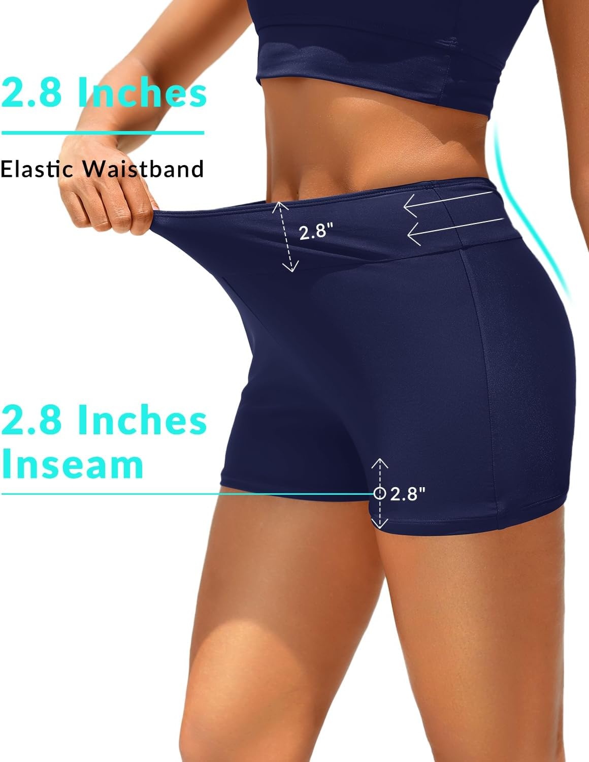 Talisea Womens High Waisted Swim Shorts – 3″ Bathing Suit Bottoms Boyshorts Swimsuits Board Shorts with Liner 2025(Navy Blue)