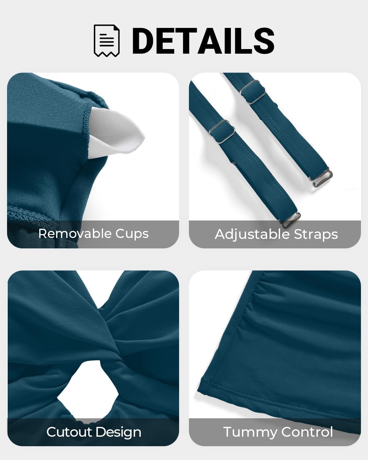 Women Tankini Swimsuit Tops Only – Tummy Control Bathing Suit Top 2025 Modest V Neck Twist Front Cutout Swim Top No Bottom(Teal)