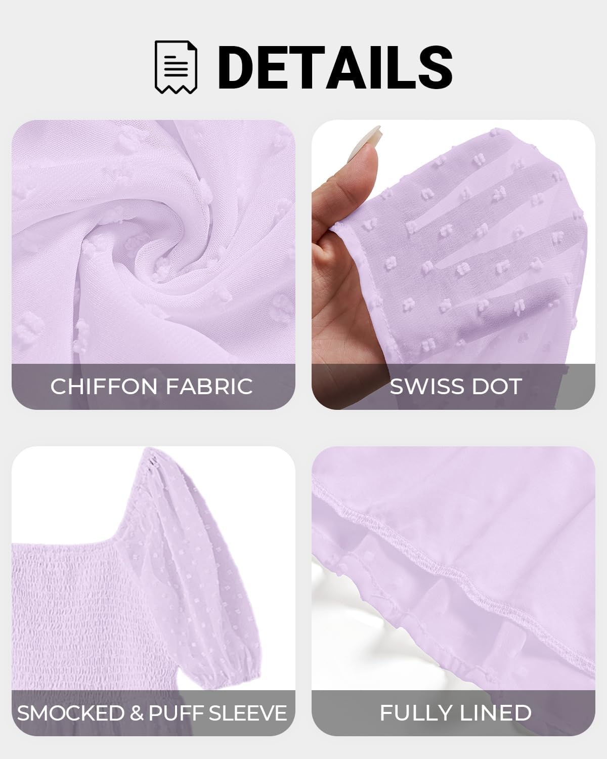 Plus Size Graduation Dress – Summer Swiss Dot Sweetheart Neckline Short Sundress Puff Sleeve Cute Flowy Chiffon Dresses(Lavender Short Sleeve)