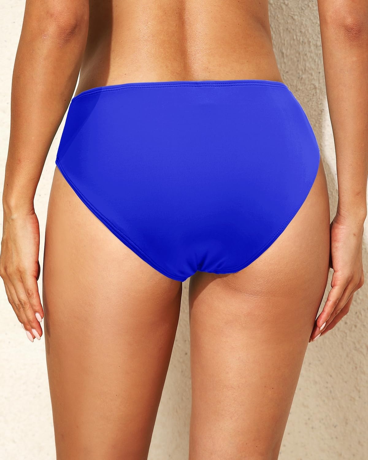 Talisea Women Full Coverage Bikini Bottoms – Mid Rise Bathing Suit Ruched Swim Bottom Swimsuit Swimwear(Royal Blue)