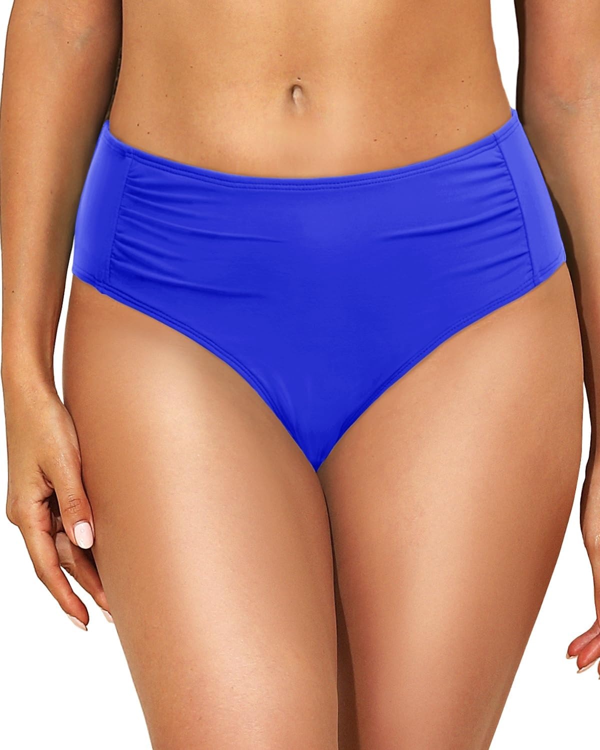 Talisea Women Full Coverage Bikini Bottoms – Mid Rise Bathing Suit Ruched Swim Bottom Swimsuit Swimwear(Royal Blue)