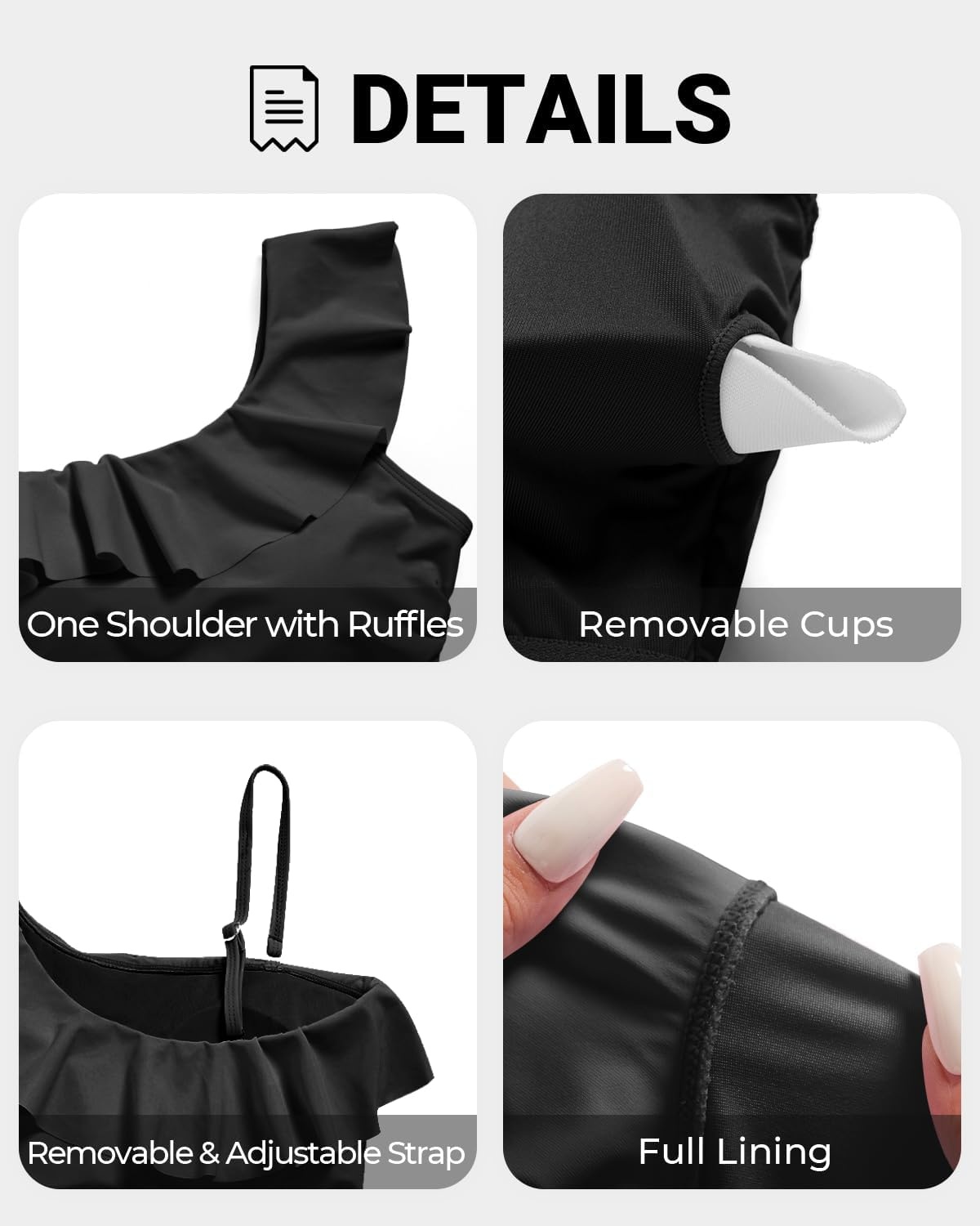 Talisea Women One Piece Cutout Swimsuits – One Shoulder Ruffle Cut Out Bathing Suit Swimwear Monokini 2025(Black)